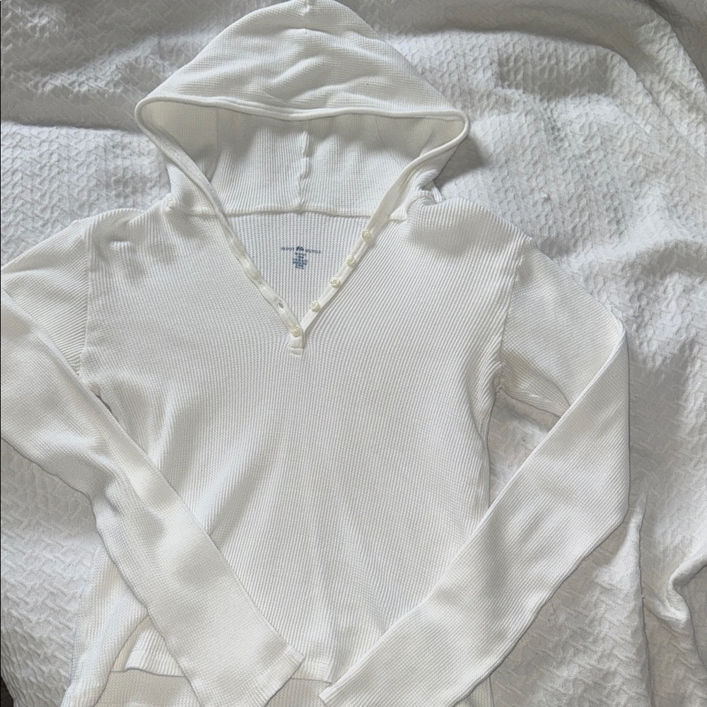 Brandy Melville White knit Hooded Top